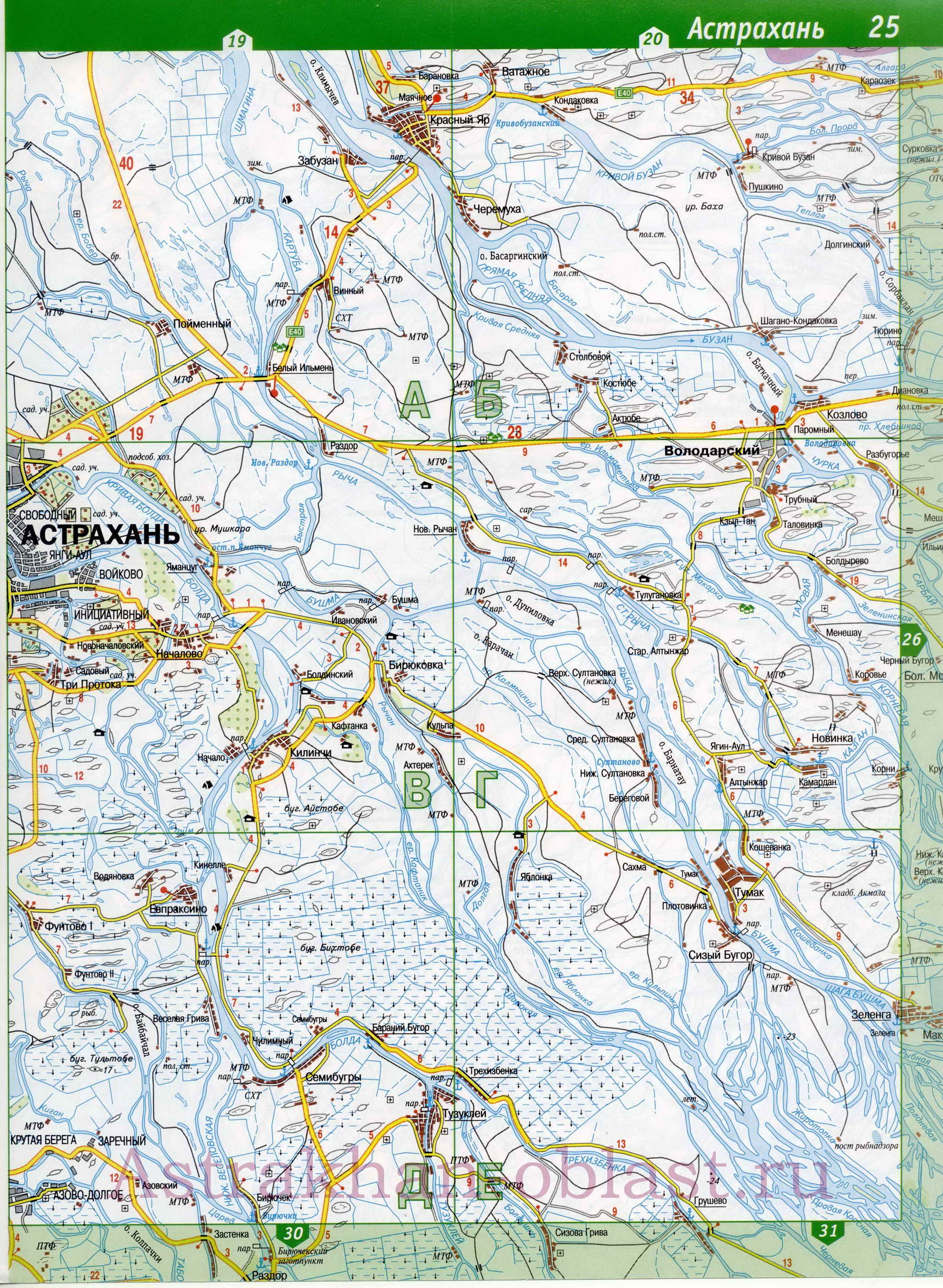 Карта Приволжского района Астраханской области. Топографическая карта - Приволжский район, D0 - 